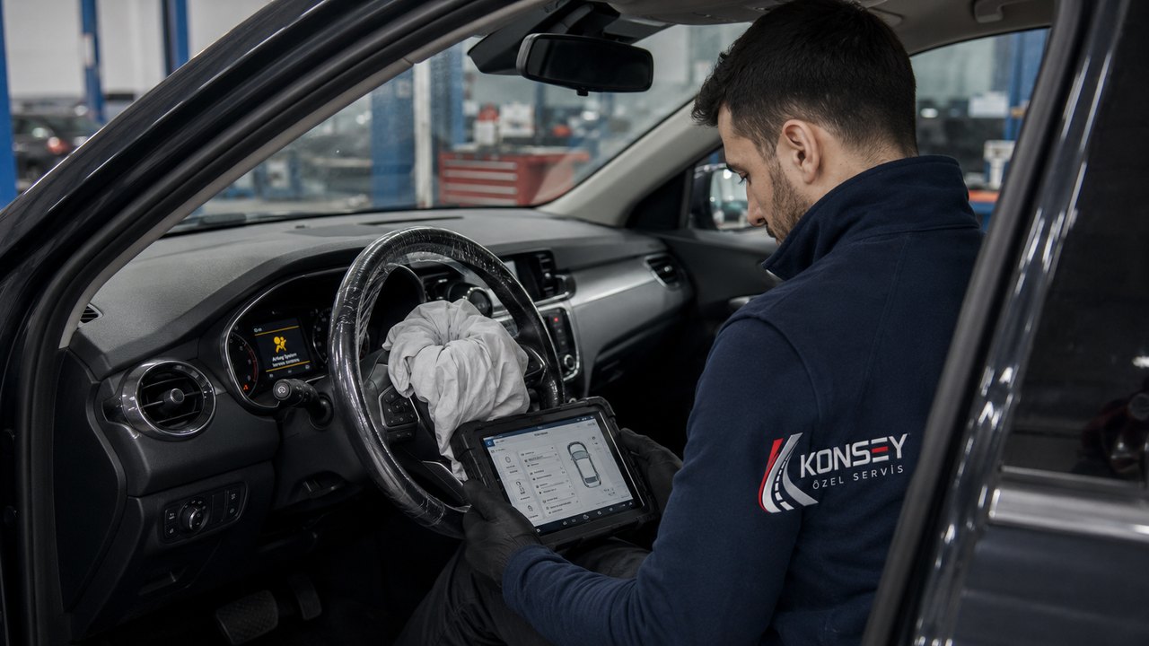 Airbag uyarısı için Konsey Özel Servis elektronik güvenlik kontrolü