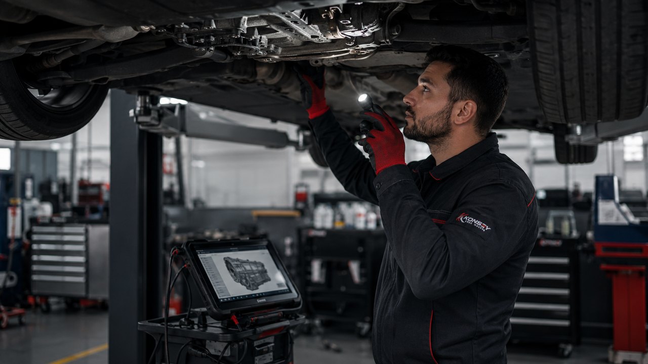 Otomatik şanzıman yağı için araç altı servis incelemesi